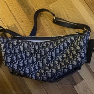 Dior Navy and White Patterned Belt Bag